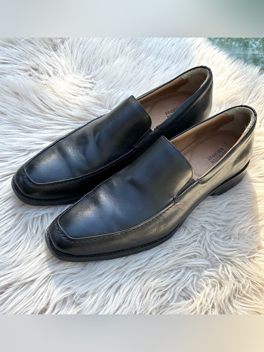 Johnston & Murphy Slip On Black Leather Loafers Sz 13